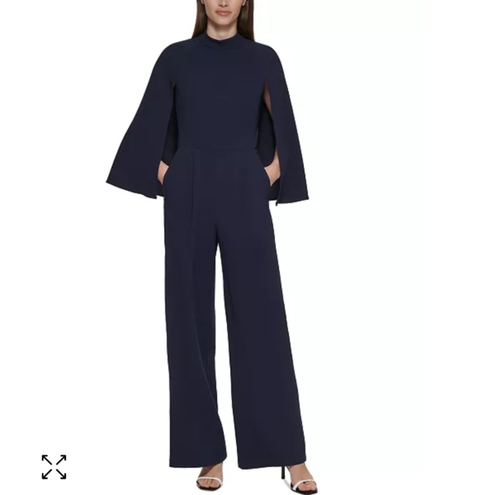 Calvin Klein Mock Neck Cape Jumpsuit